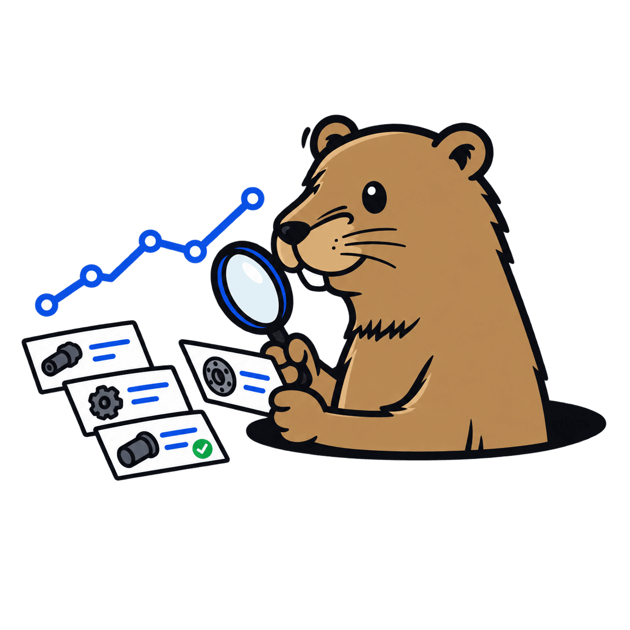 Mike the Gopher investigating the part record